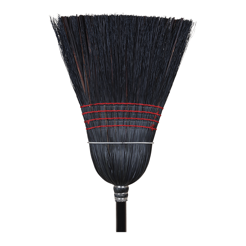 Heavy Duty Black Janitor Broom Corn Rattan Blend Mortimer